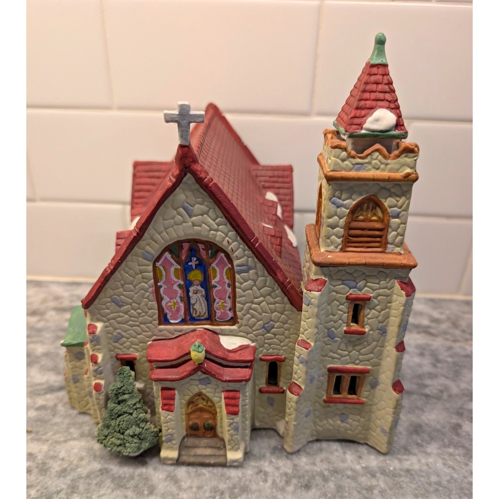 Lemax 1991 Illuminated Christmas Village Church Ceramic Multicolor 8in